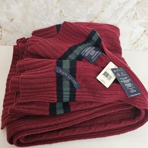 ***Ralph Lauren Cricket Cable Cashmere 60" x 60" Throw Blanket